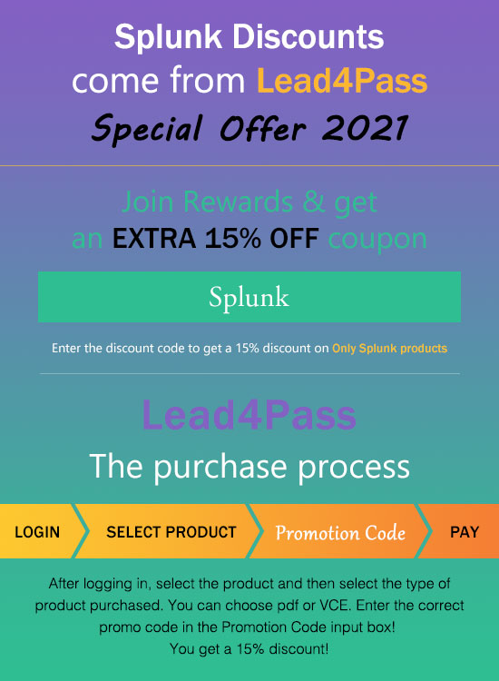 Lead4Pass Splunk Discount Code 2021